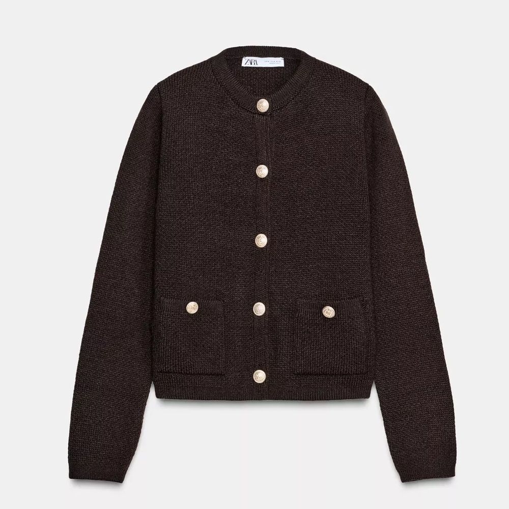 ZARA KNIT CARDIGAN WITH GOLDEN BUTTONS - Picture 5 of 8